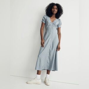 NWT Madewell Leedra Button-Front Midi Dress in Dot in still dawn - 6